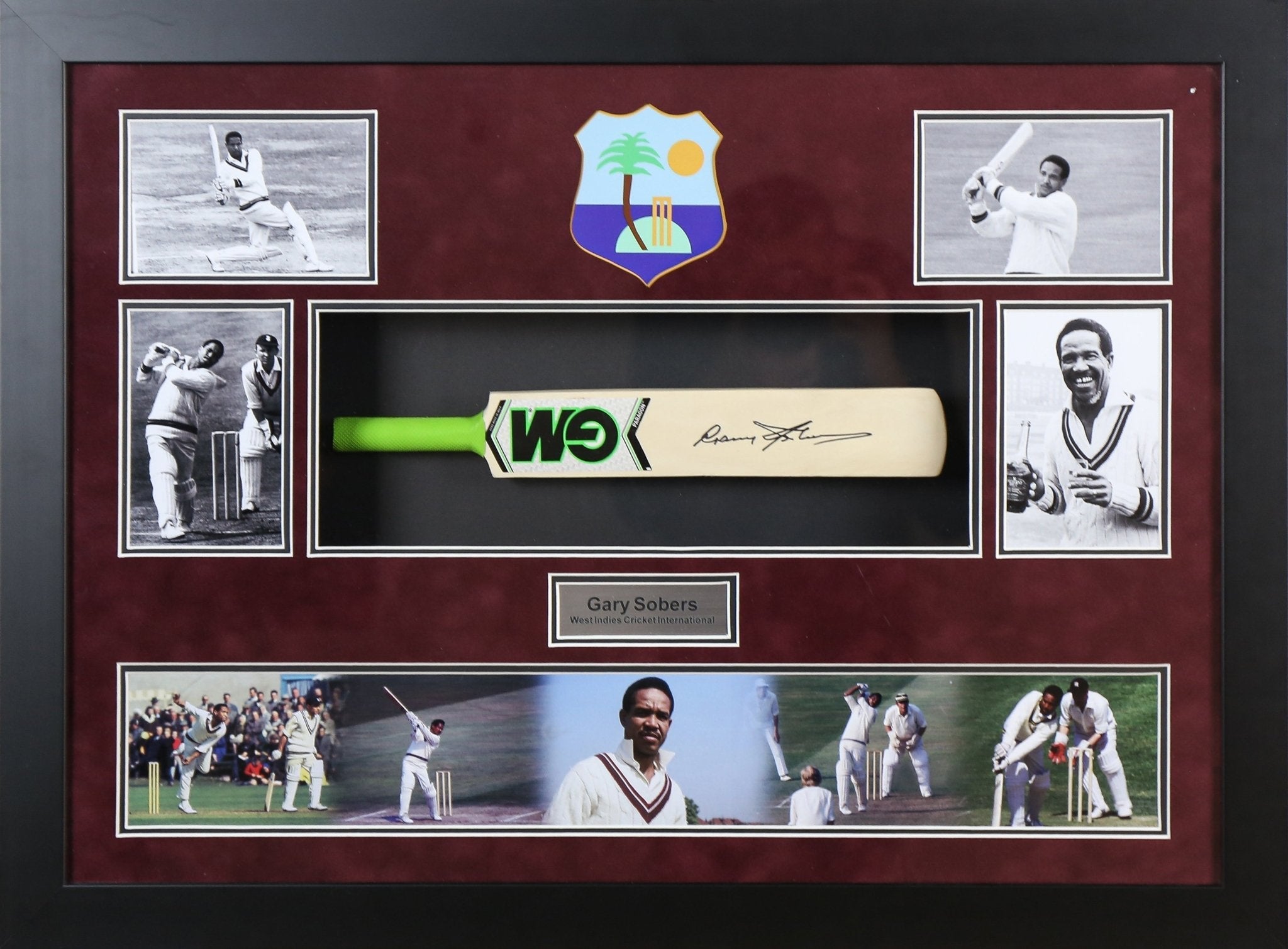 Garfield Sobers Signed Cricket Bat Framed Display - Memorabilia Framers Shop